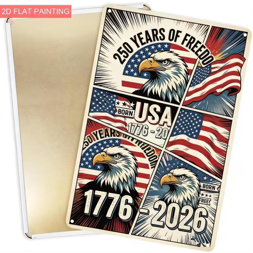 Tin Sign Years of Freedom Born USA Eagle Vintage American Flag Metal Poster Wall Decor Retro Patriotic BBQ Bar Gar
