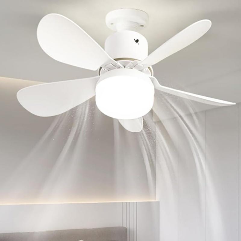 Ceiling Fan with LED Light and Remote Control 3 Color Stepless Dimmable E27/E26 Base Screw in LED Ceiling Fan Light For Home-use
