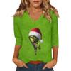 Women's Casual Fashionable Sexy Comfortable V-Neck Christmas Three-Quarter Sleeve Top