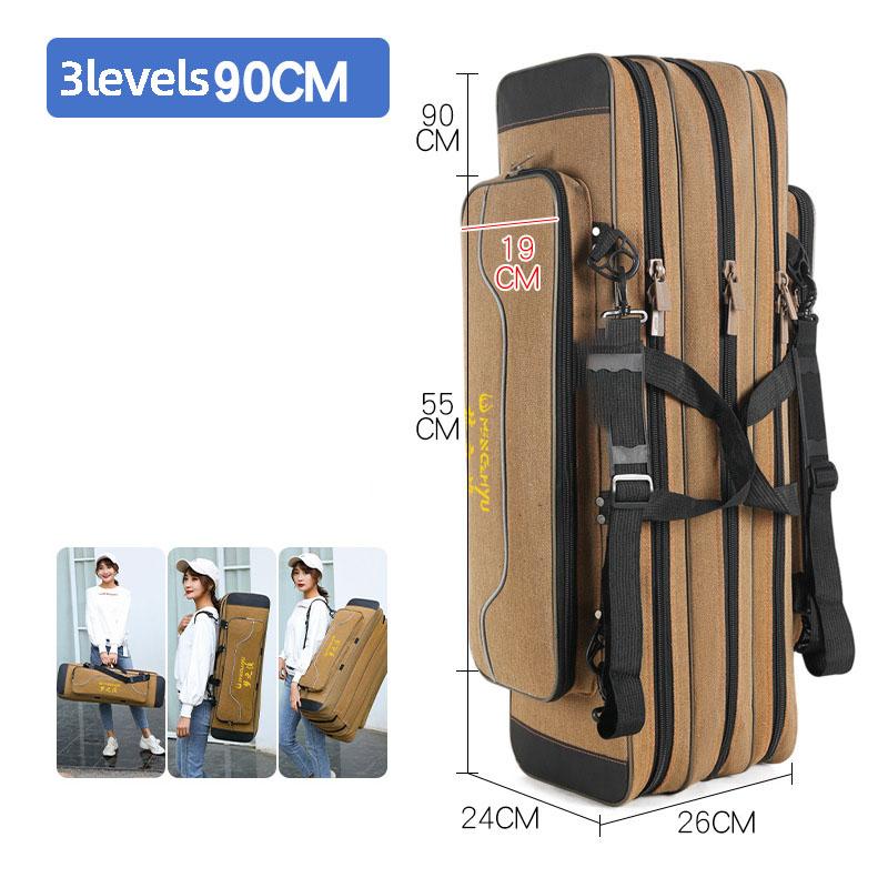 SCIONE Canvas Thick Fishing Gear Bag Large-capacity Waterproof Fishing Bag Multifunctional Sea Pole Bag