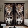 2PCS Digital Printed Curtains, Blue Eye Leopard King Pattern, Beautiful Window Drapes for Living Room Bedroom Home Decor