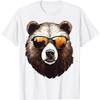 Pertmunsv Funny Bear Face with Sunglasses Colorful Bear Lovers Animal T-Shirt