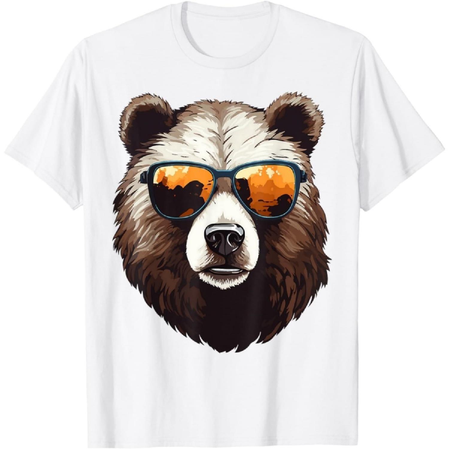 Pertmunsv Funny Bear Face with Sunglasses Colorful Bear Lovers Animal T-Shirt XXXXXL белый