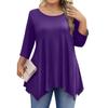 Womens Plus Size 3/4 Sleeve Shirts  Round Neck Tunic Tops Basic Loose Fit Tee Tops L-5XL