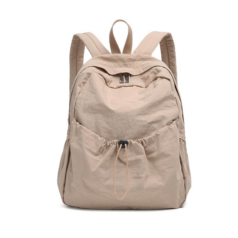 Korean Solid Color Nylon Cloth Backpack Large-capacity Casual Simple College Students Men Women Same All-match Lightweight