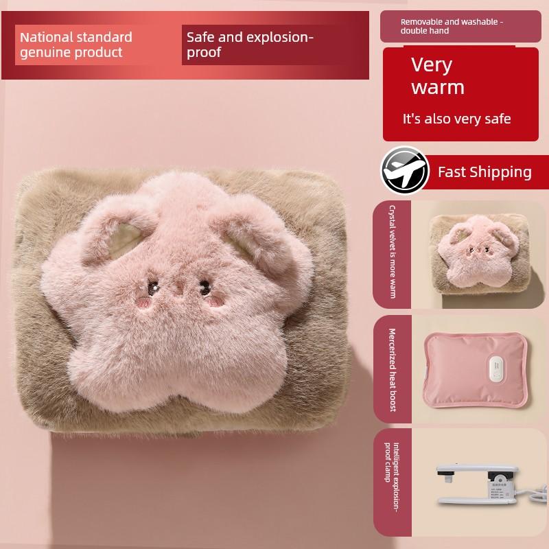 Stuffed Charging Hot Water Bag Cute Girl Hot Compress Belly Bed Cartoon Warm Baby 2025 Explosion-proof Genuine