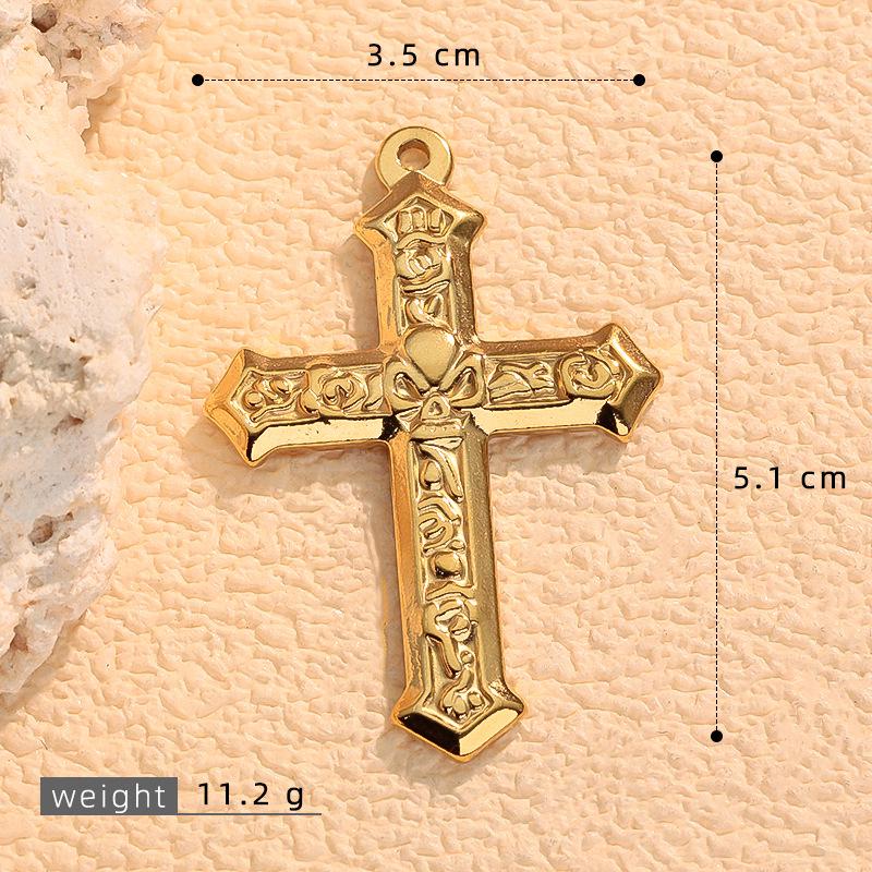 European & American Fashion Stainless Steel Cross Pendant Clavicle Chain - Non-Fading Women's Light Luxury Sweater Accessory