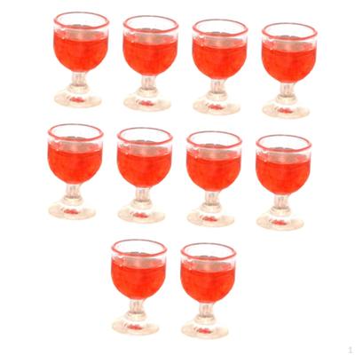 10 Pieces 1/12 Miniature Wine Glass Dollhouse Water Cup Mini Dinning Room Champagne