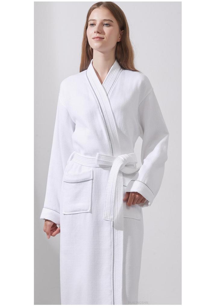 Luxury 5-Star Pure Cotton Bathrobe: Absorbent, Quick-Dry, Long Style for Men, Women, Couples, Suitable for All Seasons.