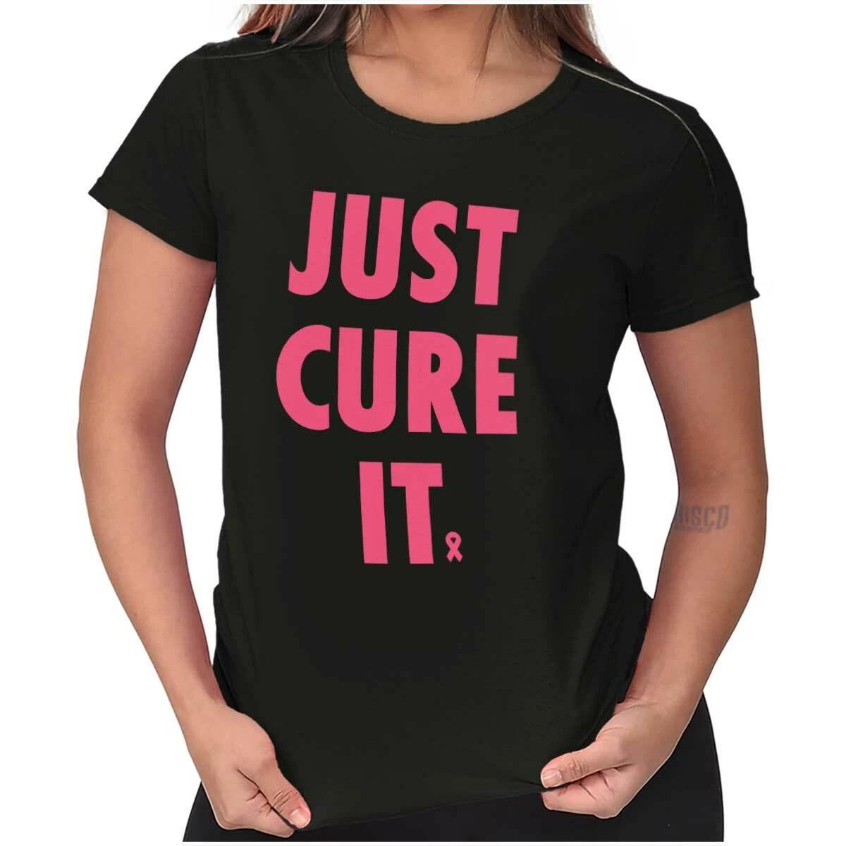 Just Cure It Fight Breast Cancer Awareness Womens Top Junior Graphic Tee XL