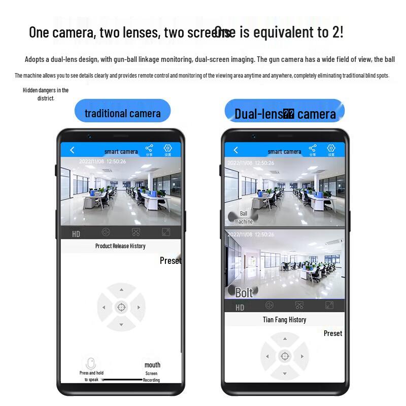 JOOAN JA-W6 3MP Smart Dual-Lens 360° WiFi PTZ Security Camera