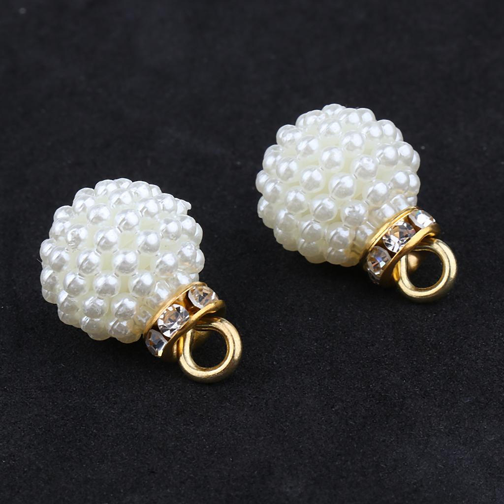 10x Pearl Rhinestone Charms Pendants Findings for Jewelry Making Crafts 15mm