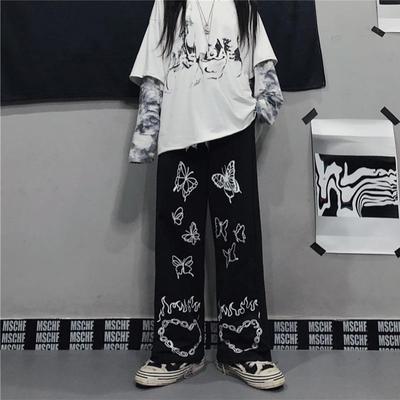 Harajuku Pants with Print Korean Style Trousers Women