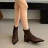 Pointed boots short boots women's 2025 autumn and winter new women's boots niche design Martin boots thick heel short boots thin boots