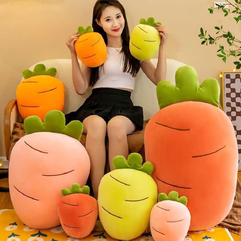Soft Carrot Plush Toy Cartoon Vegetable Stuffed Pillow Creative Fluffy Doll Pink/orange/yellow/red 28/40/60/80cm