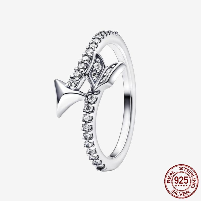 Princess Tiara 925 Silver Sparkling Butterfly Heart Rings For Women DIY Jewelry,Gift, Wedding