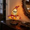 Resin Lamp for Bedroom Stained Glass Halloween Pumpkin Table Lamp, USB Powered Night Light with Dark Academia Desk Decor Warm Glow, Gothic Desktop