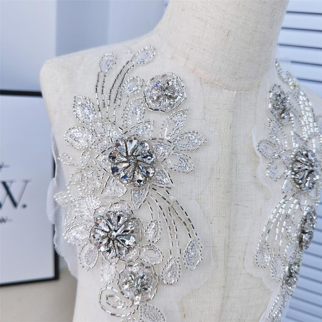 Blingbling Flower Patches Sew On Bannner Repair For Clothing Applique DIY Patches Blingbling Rhinestones Sew On Craft