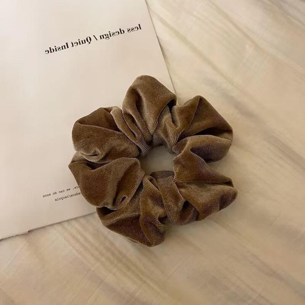 1pc Women's 6.5in Premium Satin Scrunchies Hair Ties, Black, White, Khaki, Brown, Elegant, Versatile, Minimalist, Solid Color