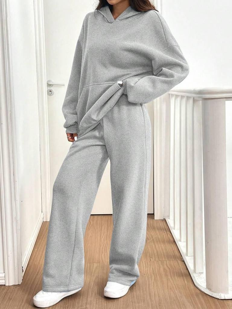 2-teiliges Damen-Set mit warm gefüttertem Hoodie und Freizeithose - Herbst/Winter Sportbekleidung