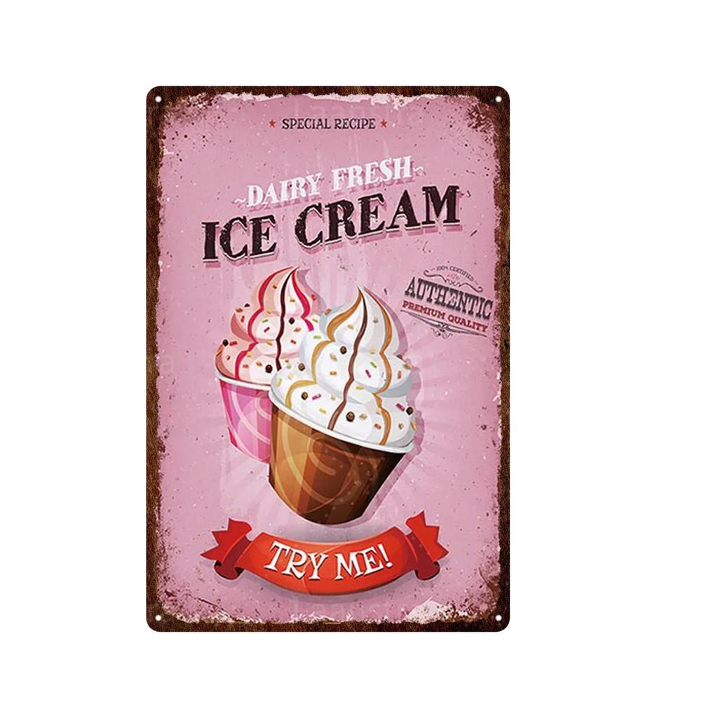 Soft Serve Ice Cream Iron Poster Painting Tin Sign Vintage Wall Decor for Cafe Bar Pub Home Beer Decoration Crafts