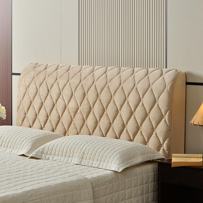 All-inclusive Super Soft Smooth Quilted Head Cover Thicken Velvet Headboard Cover Solid Color Bed Back Dust Protector Cover