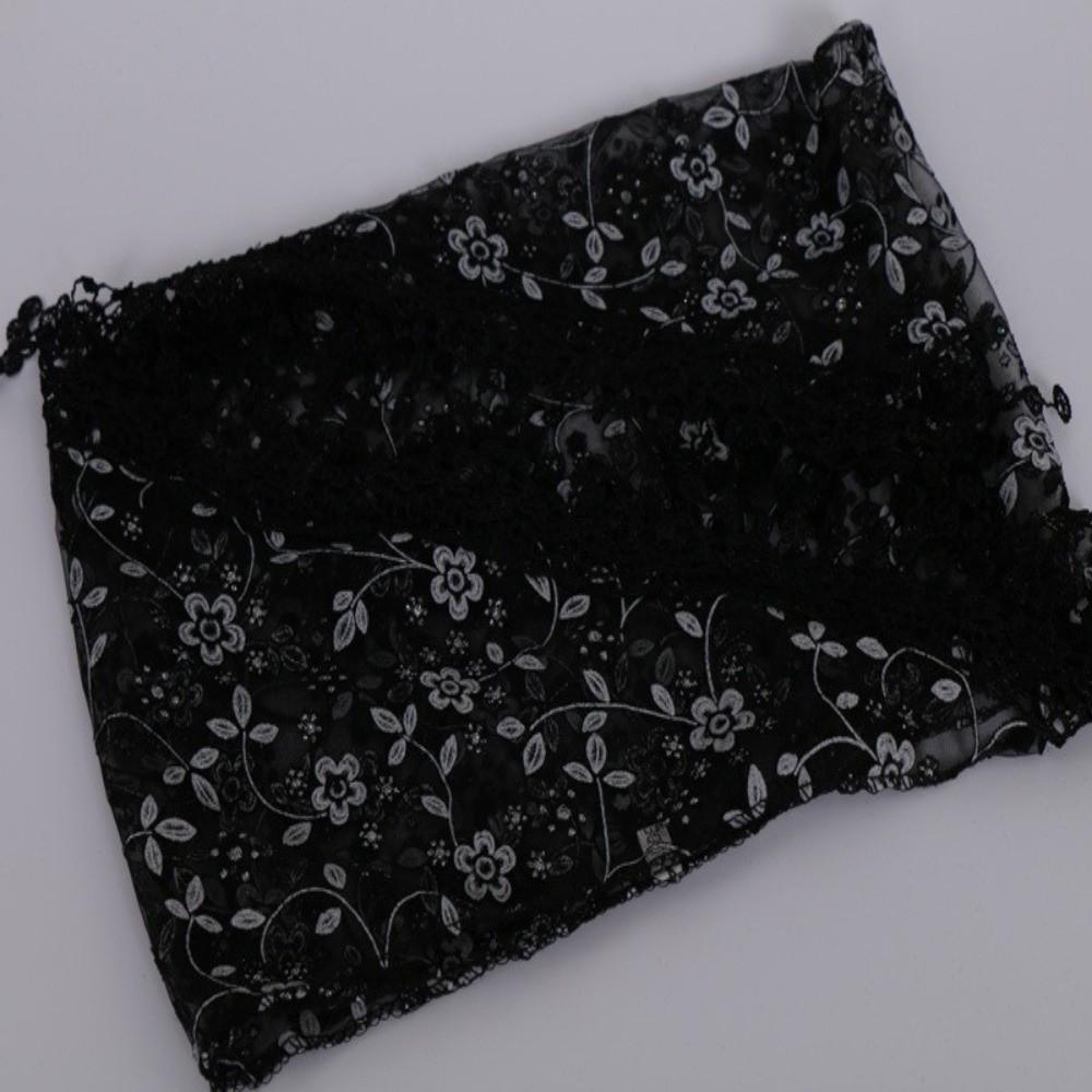 Floral Hollow Shawl Triangle Sequined Gauze Scarf New Lace Veil Headscarf