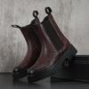 Английский стиль мужские повседневные высокие сапоги-чулки черные коричневые туфли ковбойские из натуральной кожи ботинки челси длинная платформа боты мужские