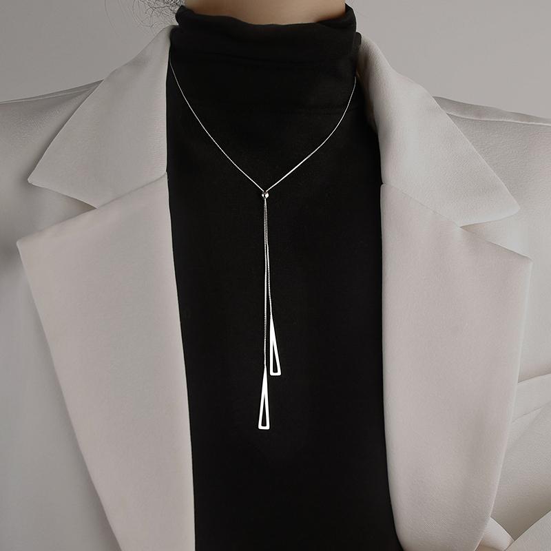 Triangle Geometry Adjustable Pull-out Necklace Women's Tassel Sweater Chain