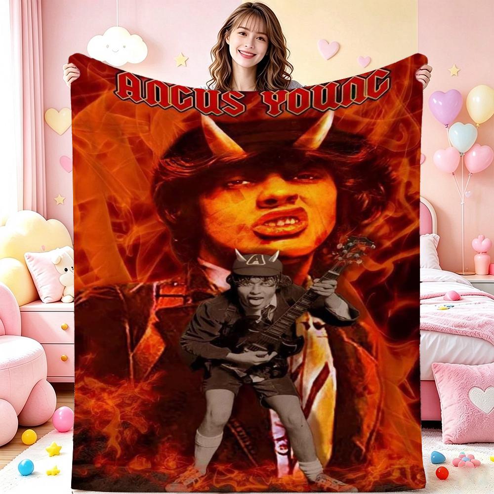Angus Young Rock Guitar Blanket Camping Trip Soft And Comfortable Office Rest Blanket Bedroom Outdoor Plush Blanket