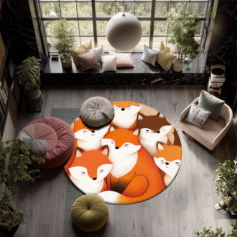 Animal Stickers Pattern Round rug,Carpet Rug for Living Room Bedroom Playroom ,Non-slip Floor Mat,Holiday Gifts and Birthday Gifts.