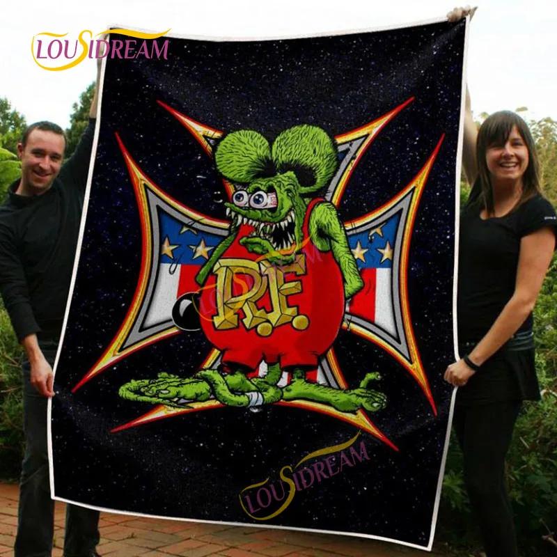 Portable Multifunctional Children's holiday birthday Gift Cartoon Rat Fink Cute Home Bedroom decoration Warm Sherpa blanket