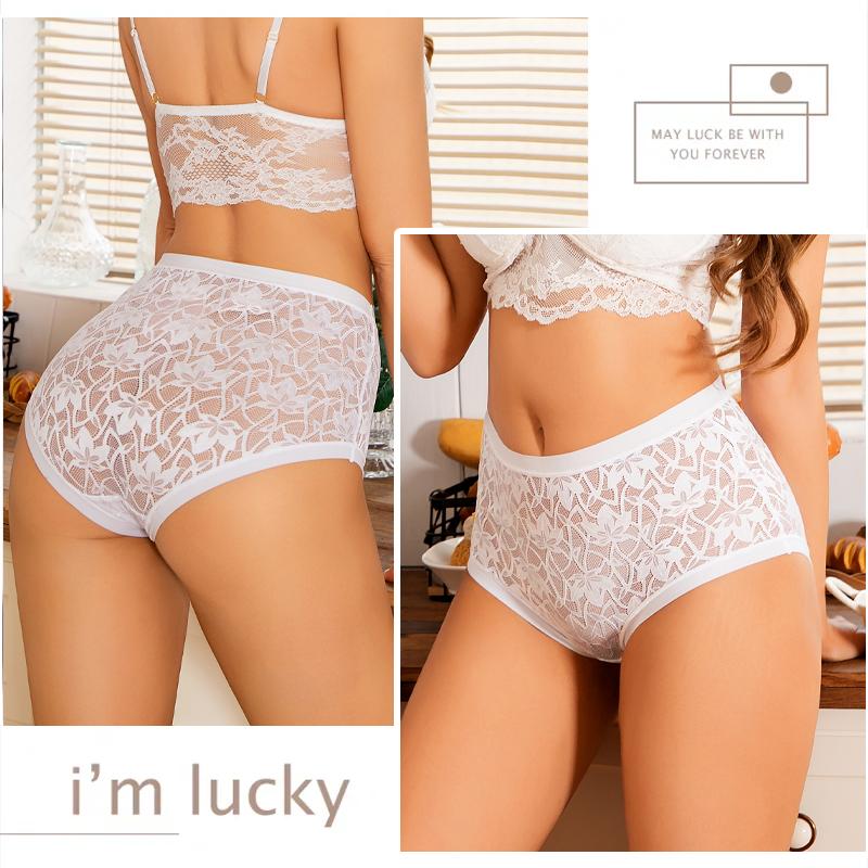 FINETOO 1Pc Summer Sexy Ultra-thin Lace Perspective Panties Women High Waist Lace Floral Underwear Female Breathable Intimates Lingerie
