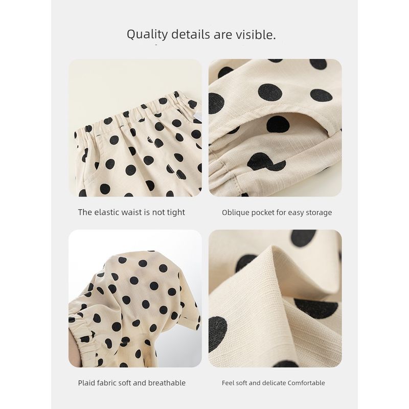 Girls' Pants Children's Polka Dot Pants 2026 Spring New Style Baby Straight Pants Toddler Casual Pants Korean Style Casual