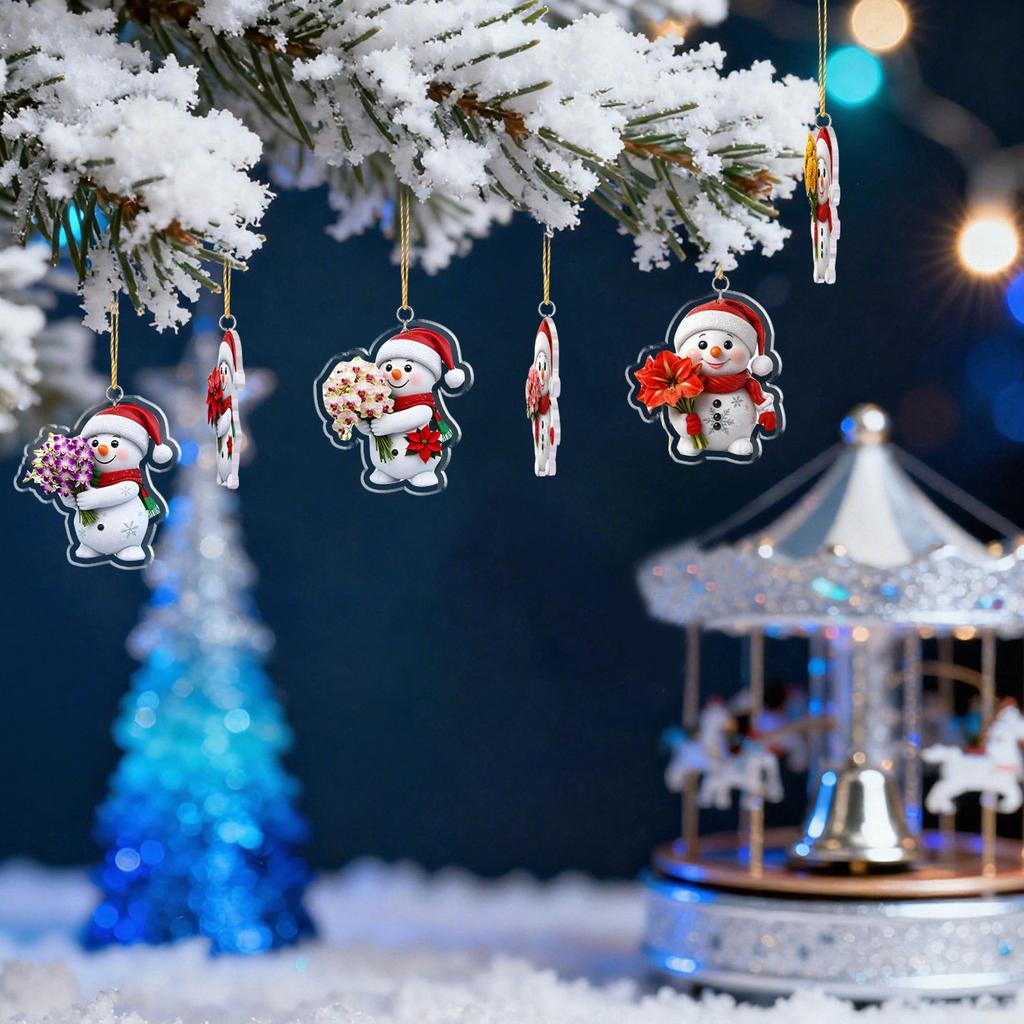 Juladventskalender, 24 dagars adventskalender, Inkluderar snögubbar och tomtehattar, Multifunktionella juldekorationer, 2D hängande gåva.