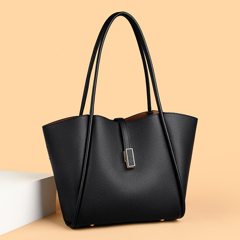 Retro Texture Tote Bag, Simple and Versatile, Fashionable Shoulder Bag, High-end Sense, Large Capacity Vegetable Basket Handbag чёрный