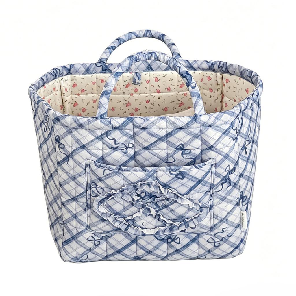 Cotton Boho Tote Organizer Large Capacity Portable Storage Bag Collapsible Laundry Hamper for Picnic Shopping Travel Car Bedroom