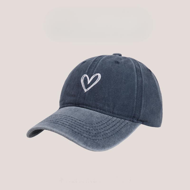 Washed Old Hat for Women with Big Heads and Baseball Cap Retro Sweet and Cool Hot Girl Love Soft Top Baseball Cap Showing Small Face