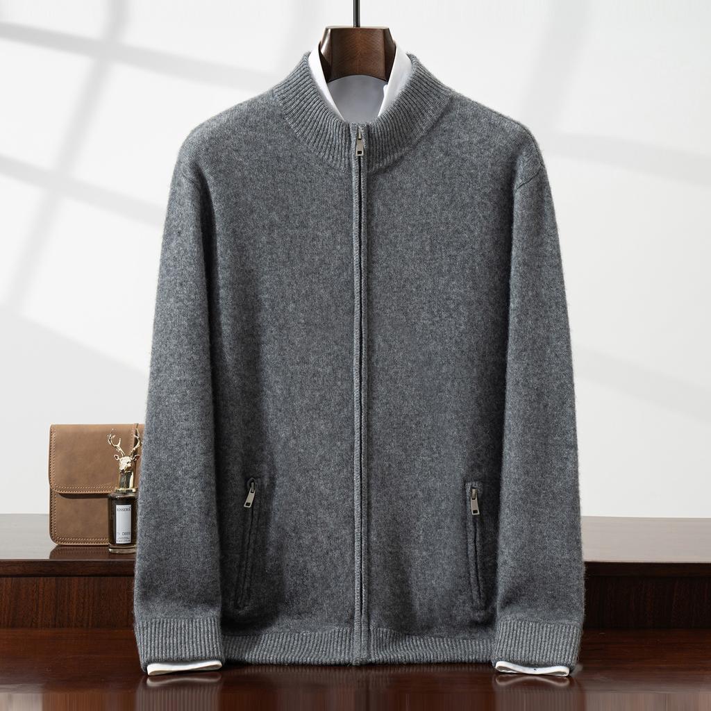 New baby small cashmere air layer cardigan knitted thickened semi-turtleneck sweater wool sweater