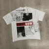 VibeStreet Streetwear Vintage Lavé Diamant Crop Top pour Homme Col Rond Manches Courtes Coupe Ample Coton Strass T-shirts Oversize
