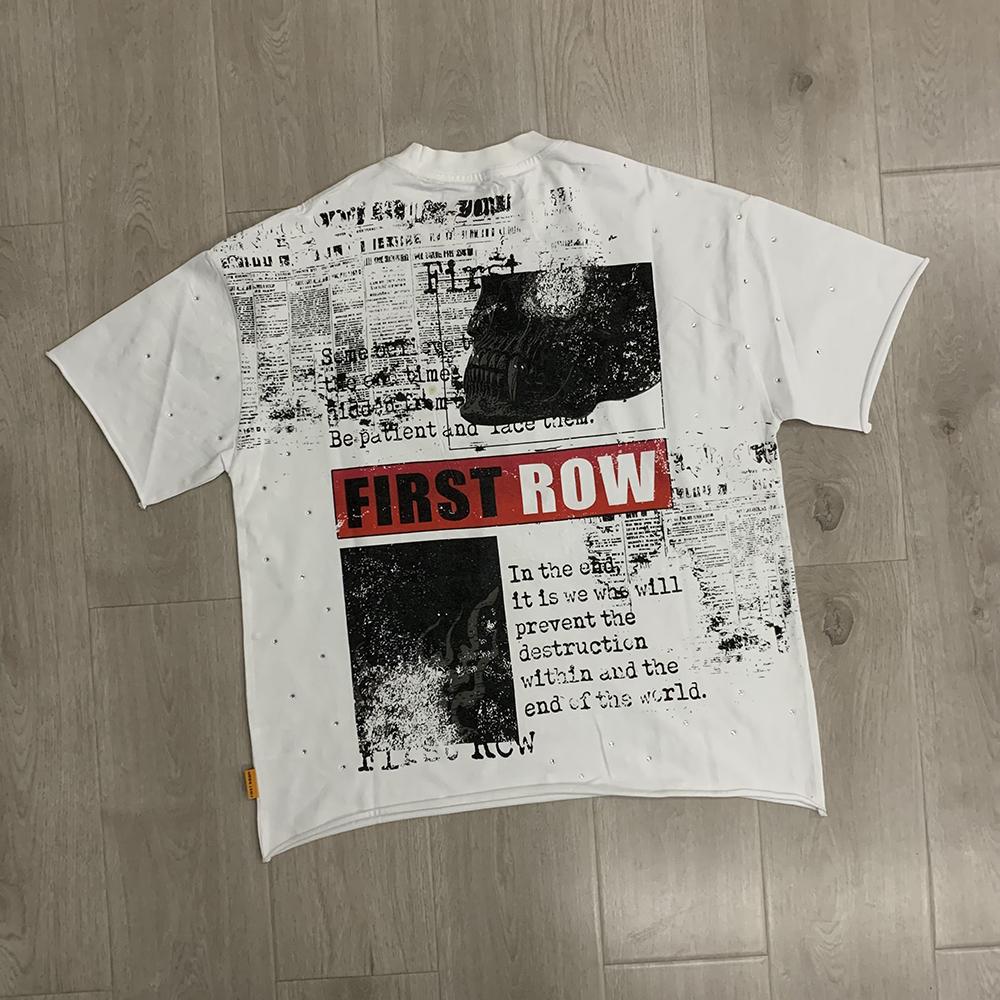 VibeStreet Streetwear Vintage Lavé Diamant Crop Top pour Homme Col Rond Manches Courtes Coupe Ample Coton Strass T-shirts Oversize