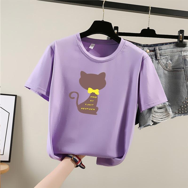 Summer 2025 New Short-sleeved T-shirt Women's Round-neck Printed Top