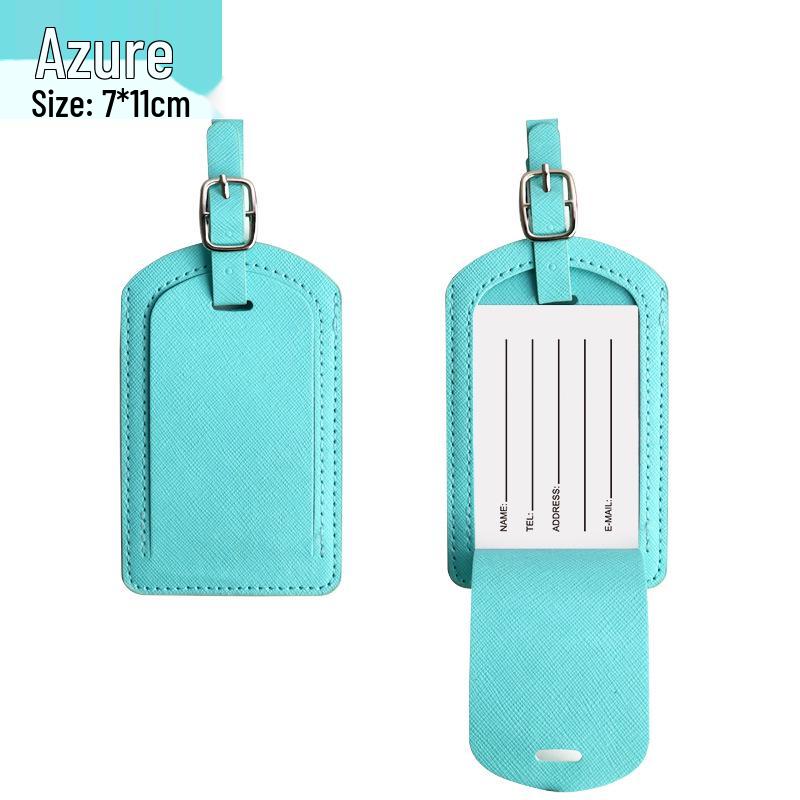 

Настраиваемая багажная бирка из ПУ кожи с бумажной карточкой и прострочкой масляным краем крест-накрест небесно-голубой
