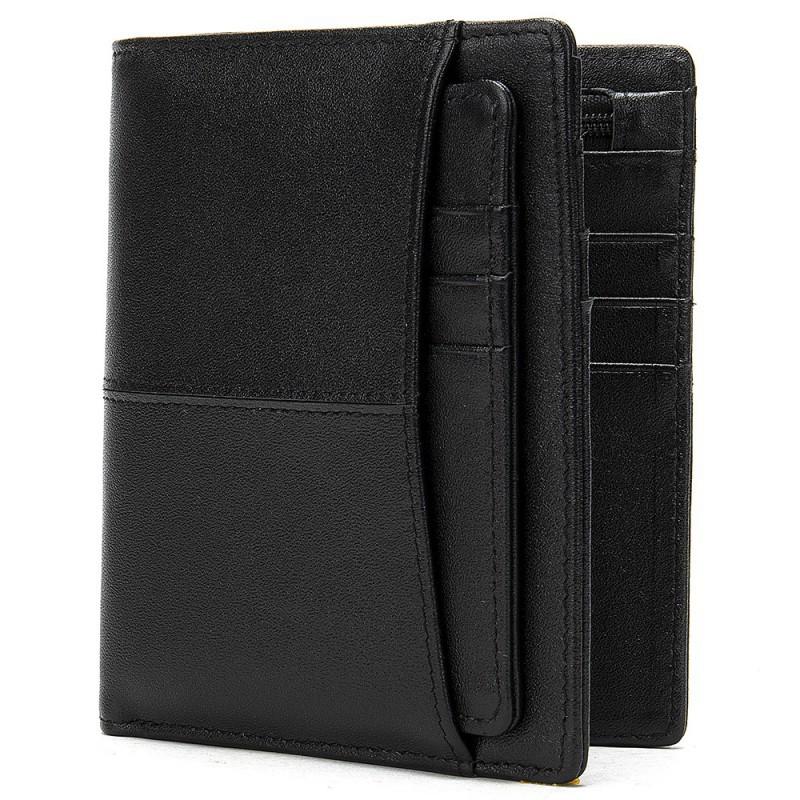 Men s Genuine Leather Wallet Retro Casual Multi Slot Cowhide Unisex Short Men Women 10x1x12 чёрный