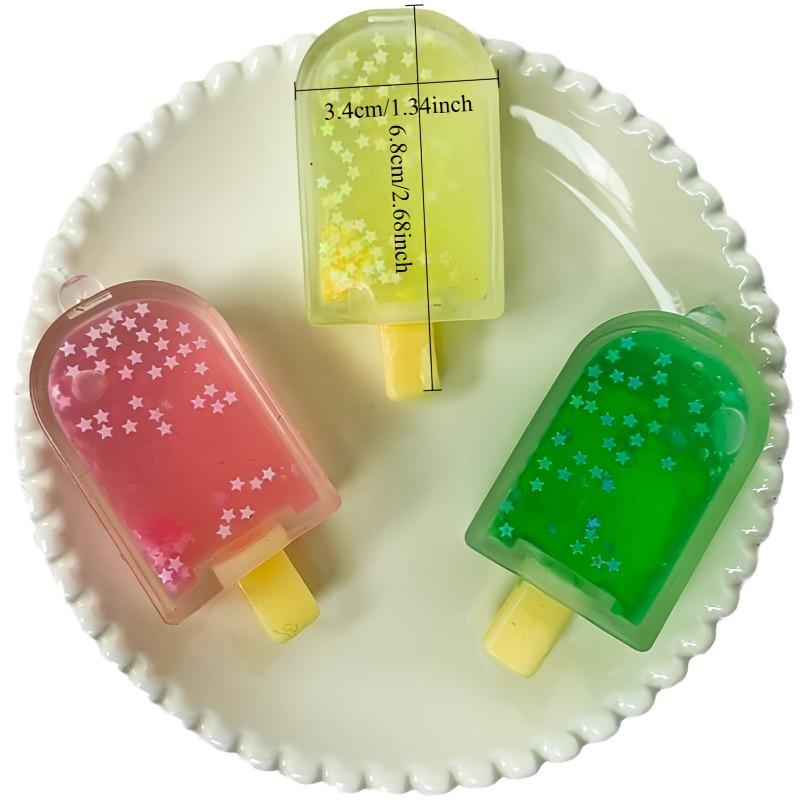 Taba Squishy Glitzer Eis am Stiel Fidget Squishy Mini Eiscreme Fake Food Squishy Angstlöser Stressabbau Entlüftungsspielzeug Entspannendes Geschenk