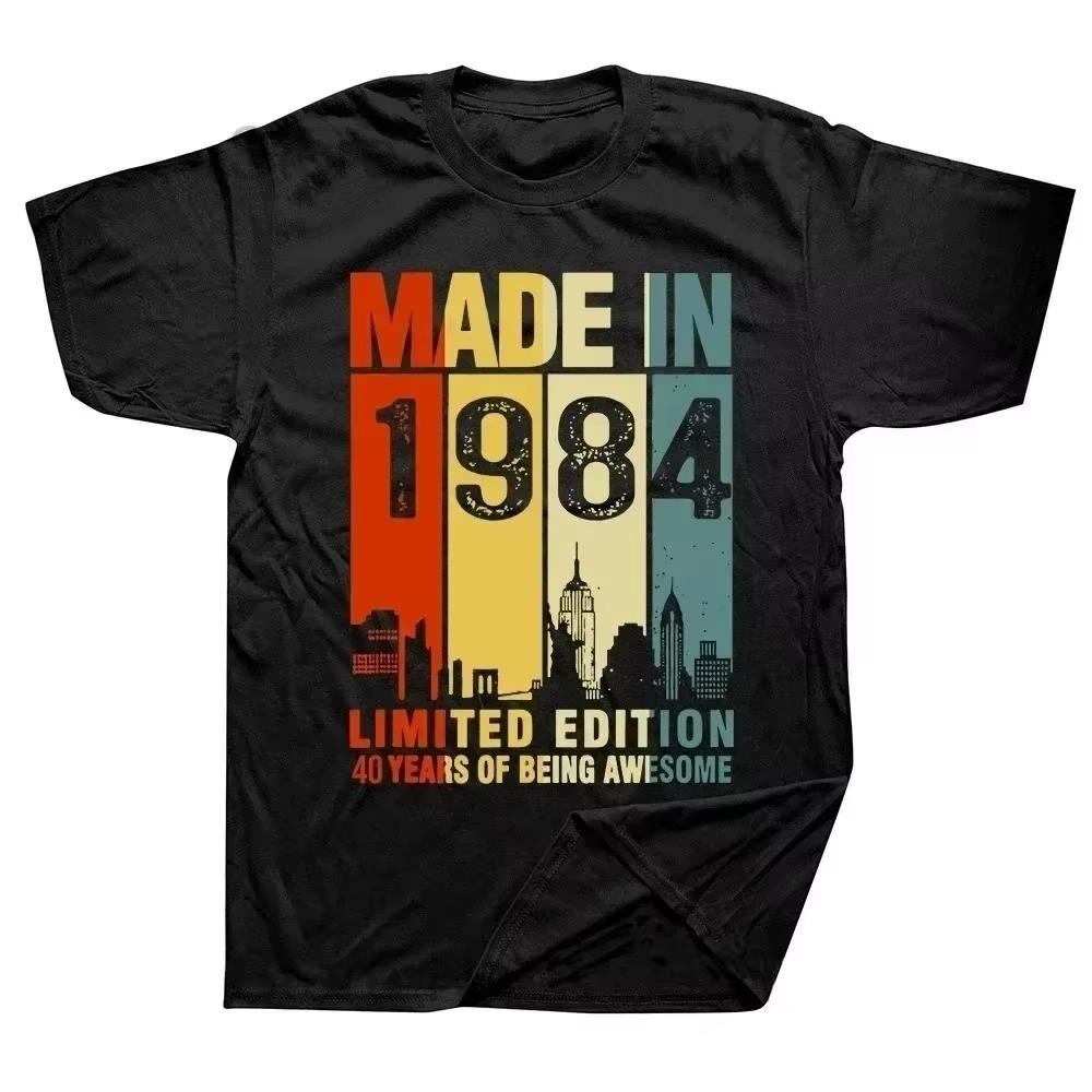

Men Women Cotton T Shirt 1984 40th 40 Years Old Limited Edition Vintage Birthday Anniversary T-shirts Gift Short Sleeve Tee Tops XXXXXL чёрный