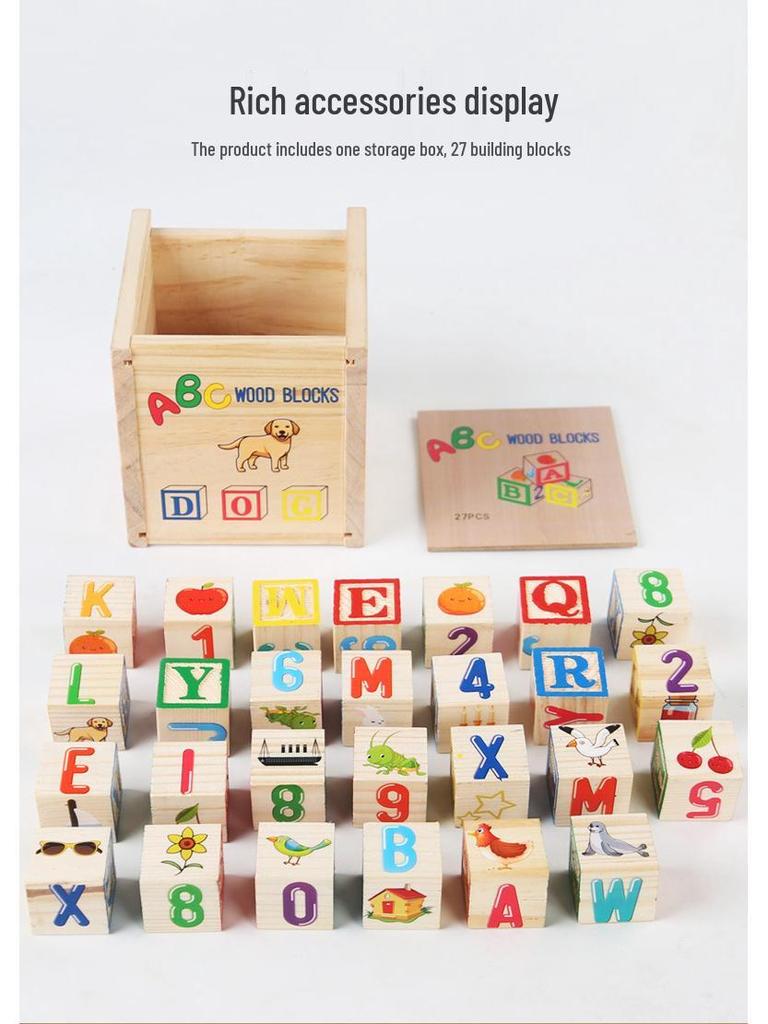 Wooden English Letter Matching & Counting Blocks for Early Childhood Education