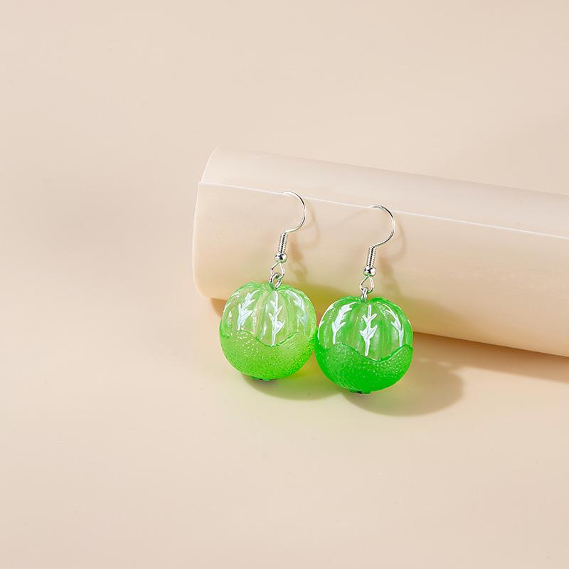 Kawaii Mori-kei Fruit Earrings: Cute Cartoon Mangosteen, Banana, Lemon & Potato Drops