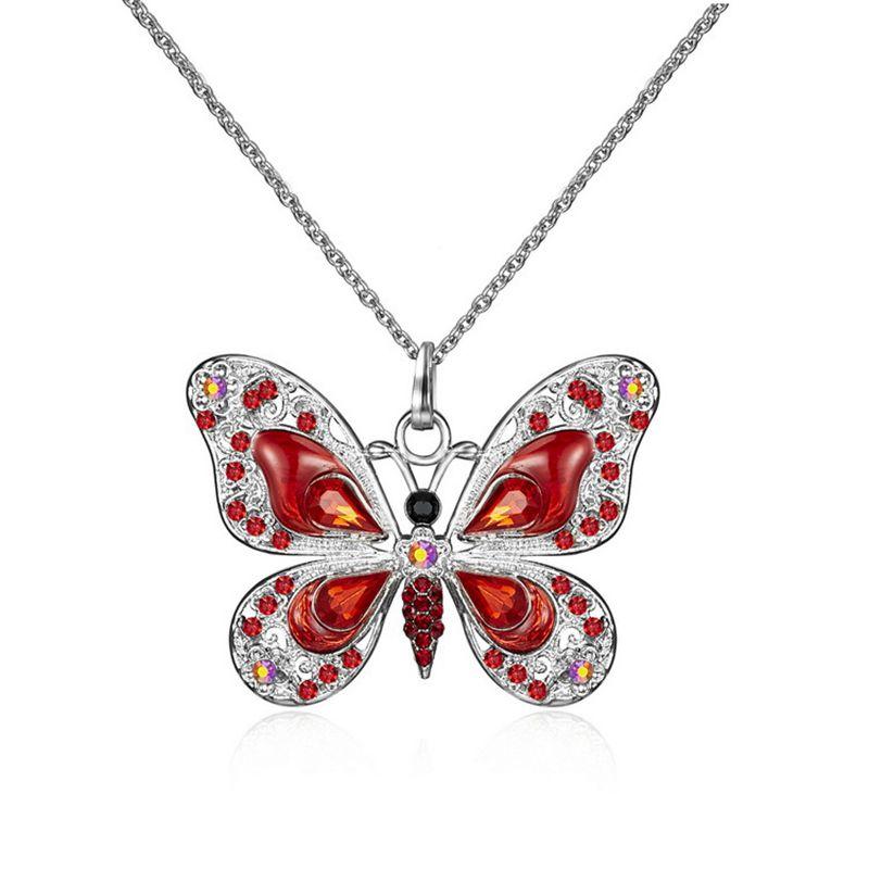 Fashion Silver Color Crystal Rhinestone Butterfly Pendant Necklaces for Women Long Chain Animal Long Necklace Jewelry Party GiftGood Product