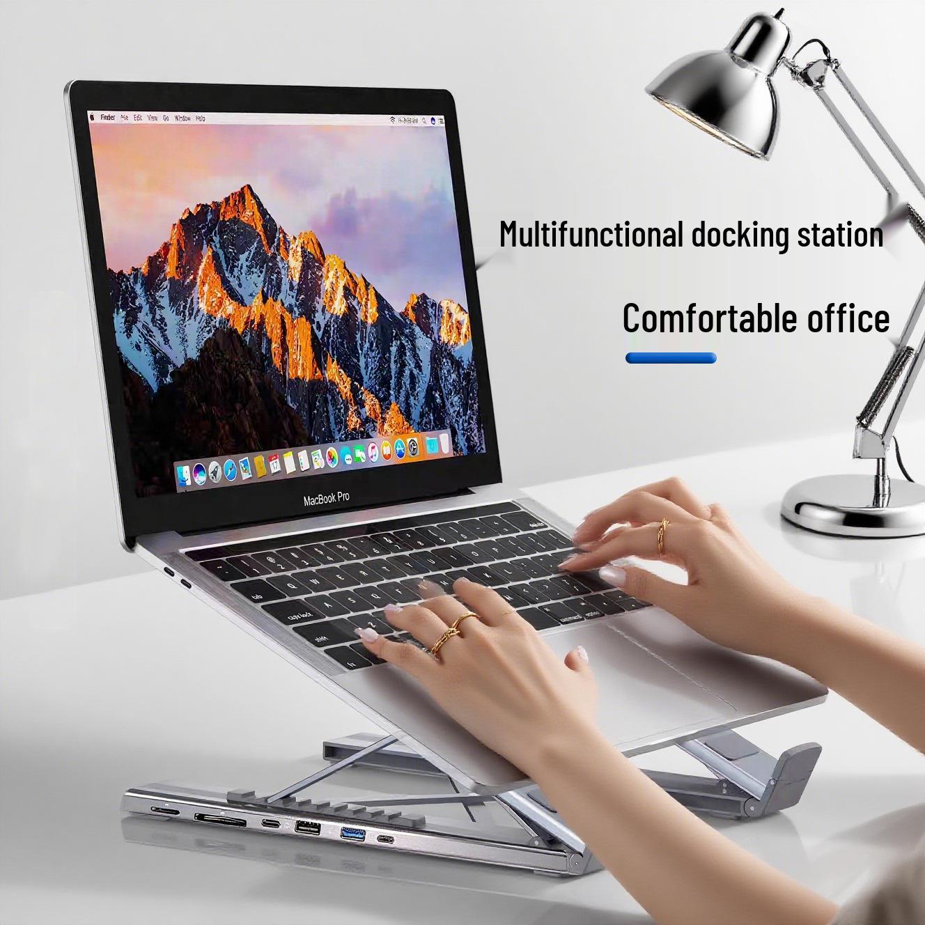 

Foldable Aluminum Type-C Multi-Port USB Docking Station and Stand